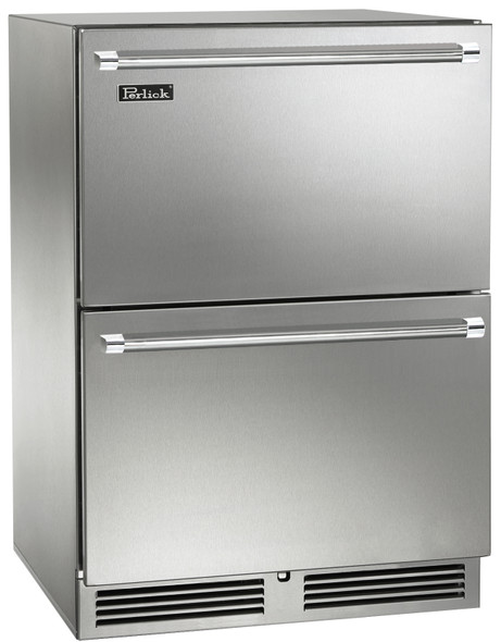 Perlick 24" Signature Series Outdoor Dual Zone Freezer/Refrigerator with Stainless Steel Drawers - HP24ZO-4-5