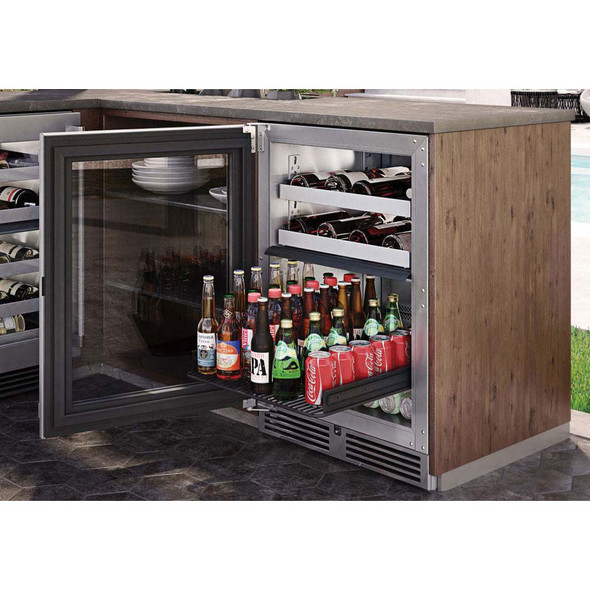 Perlick 24" Signature Series Outdoor Dual Zone Refrigerator/Wine Reserve with Stainless Steel Glass Door - HP24CO-4-3