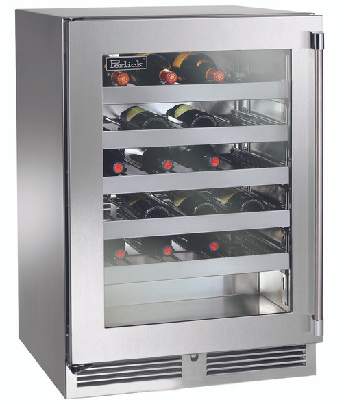 Perlick 24" Signature Series Outdoor Single Zone Wine Reserve with Stainless Steel Glass Door - HP24WO-4-3