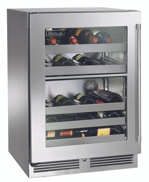 Perlick 24" Signature Series Outdoor Dual Zone Wine Reserve with Stainless Steel Glass Door - HP24DO-4-3