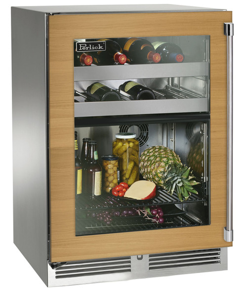 Perlick 24" Signature Series Outdoor 18" Shallow Depth Outdoor Beverage Center Panel Ready Glass Door - HH24BO-4-4