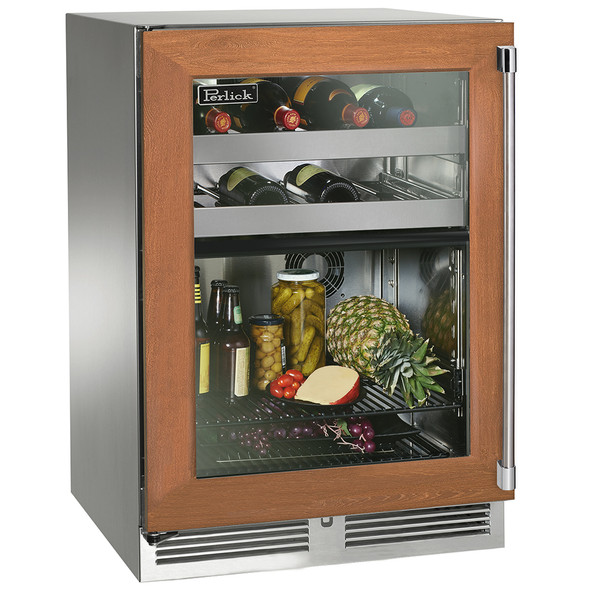 Perlick 24" Signature Series Outdoor 18" Shallow Depth Outdoor Beverage Center Panel Ready Glass Door - HH24BO-4-4