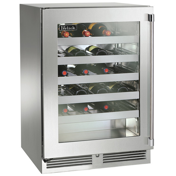 Perlick 24" Signature Series Outdoor 18" Shallow Depth Wine Reserve with Stainless Steel Glass Door - HH24WO-4-3