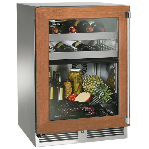 Perlick 24" Signature Series Outdoor Marine Grade Dual Zone Refrigerator/Wine Reserve with Panel Ready Glass Door - HP24CM-4-4