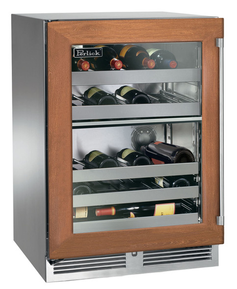 Perlick 24" Signature Series Outdoor Marine Grade Dual Zone Wine Reserves Panel Ready Glass Door - HP24DM-4-4