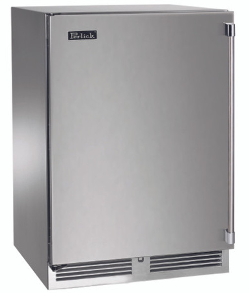 Perlick 24" Signature Series 18" Shallow Depth Outdoor Marine Grade Refrigerator with Stainless Steel Solid Door - HH24RM-4-1
