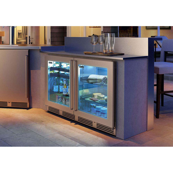 Perlick 24" Signature Series 18" Shallow Depth Outdoor Marine Grade Refrigerator with Stainless Steel Glass Door - HH24RM-4-3