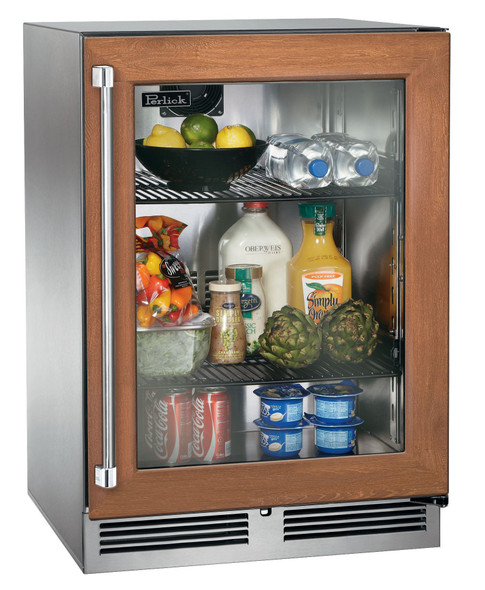 Perlick 24" Signature Series 18" Shallow Depth Outdoor Marine Grade Refrigerator with Panel Ready Glass Door - HH24RM-4-4