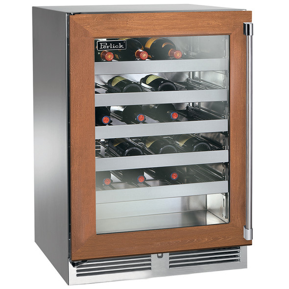 Perlick 24" Signature Series 18" Shallow Depth Outdoor Marine Grade Wine Reserve with Panel Ready Glass Door - HH24WM-4-4