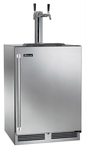 Perlick 24" C-Series Indoor 2 Tap Beverage Dispenser with Stainless Steel Solid Door - HC24TB-4-1-2