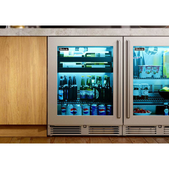 Perlick 24" Signature Series 18" Shallow Depth Indoor Beverage Center with Stainless Steel Glass Door - HH24BS-4-3
