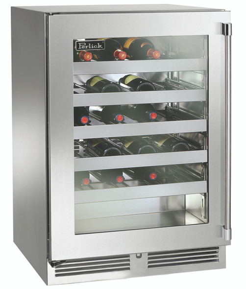 Perlick 24" Signature Series 18" Shallow Depth Indoor Wine Reserve with Stainless Steel Glass Door - HH24WS-4-3