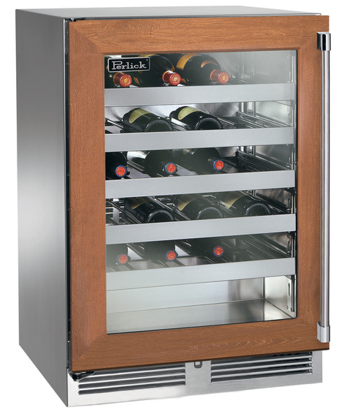 Perlick 24" Signature Series 18" Shallow Depth Indoor Wine Reserve with Panel Ready Glass Door - HH24WS-4-4