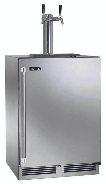 Perlick 24" Signature Series Indoor Beverage Dispenser with Stainless Steel Solid Door Two Tap - HP24TS-4-1-2