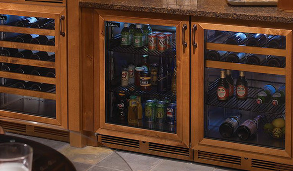 Perlick 24" Signature Series Indoor Dual Zone Refrigerator/Wine Reserve with Panel Ready Glass Door - HP24CS-4-4