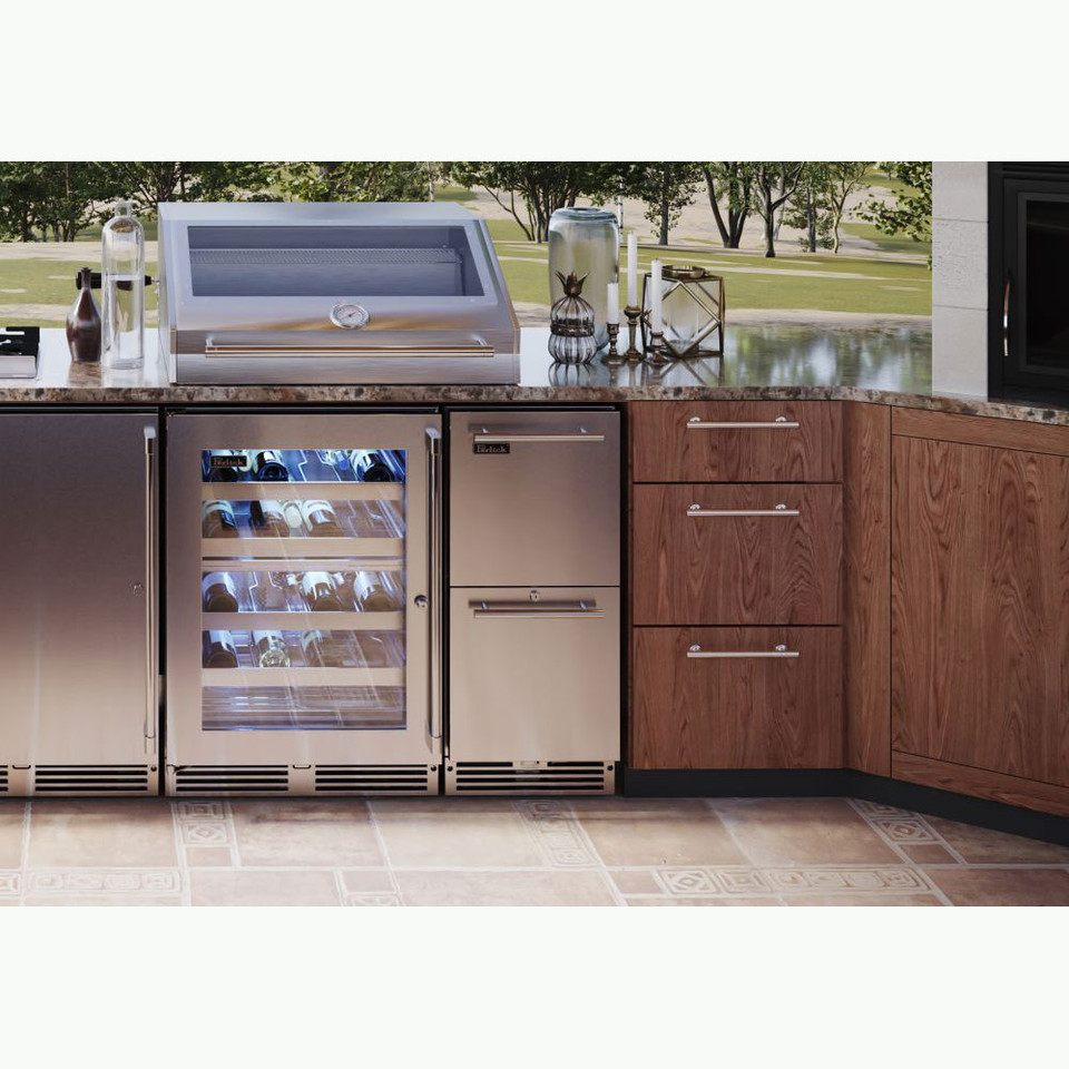 Perlick 15" Signature Series Outdoor Refrigerator with Stainless Steel Drawers HP15RO45P