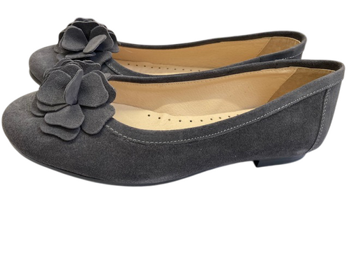 Grey Leather Ballerinas
