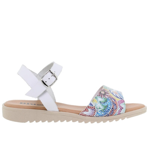 Colorful Leather Sandals - White