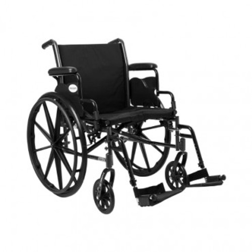 Wheelchair McKesson Dual Axle Desk Length Arm Removable Padded Arm Style Swing-Away Footrest Black Upholstery 22 Inch Seat Width 450 lbs. Weight Capacity