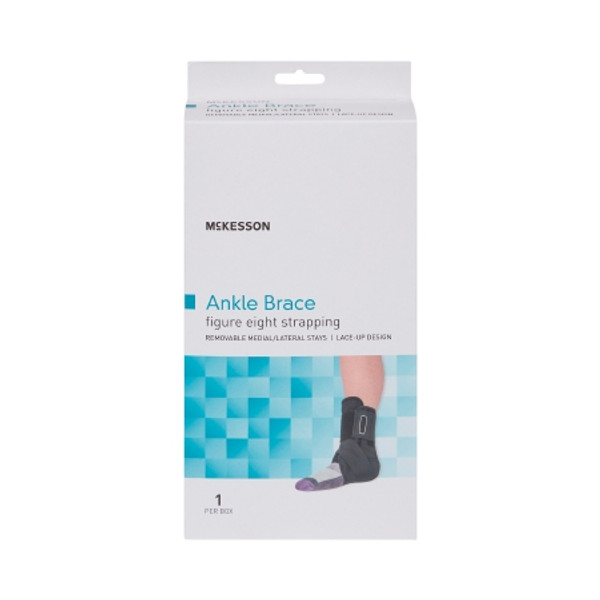 5X Ankle Brace McKesson Large Lace-Up / Figure-8 Strap / Hook and Loop Closure Left or Right Foot