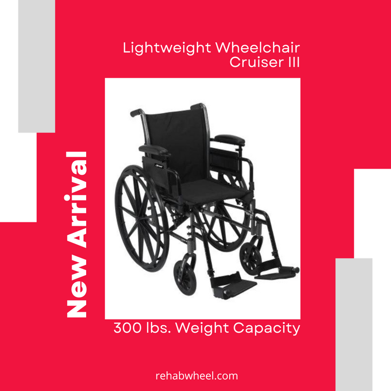 Lightweight Wheelchair drive™ Cruiser III Dual Axle Desk Length Arm Flip Back / Removable Padded Arm Style Swing-Away Footrest Black Upholstery 20 Inch Seat Width 300 lbs. Weight Capacity