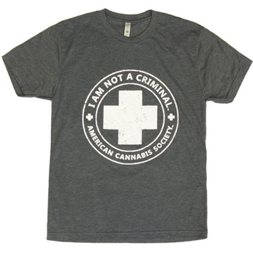 ACS Vintage Navy Tee with I am not a Criminal logo.