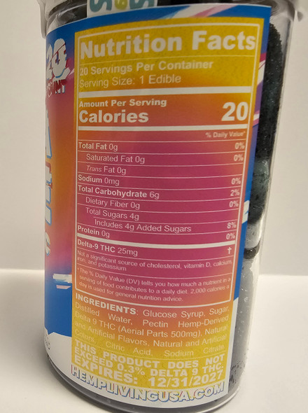 Mega Dose 25mg D9 Gummies - Ingredients