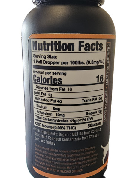 1500mg CBD Pet Tincture - Ingredients