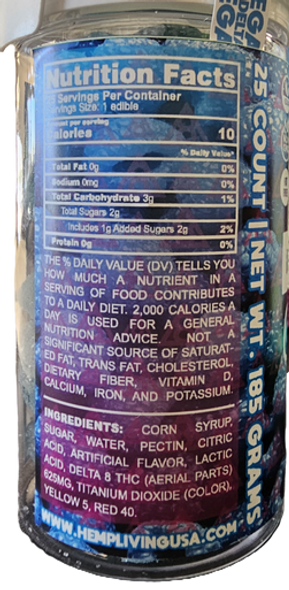 D8 Blue Raspberry Gummies - Ingredients