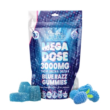 Blue Razz Mega Dose THC Gummies