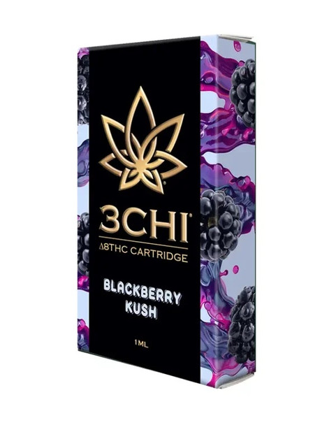 Delta 8 Blackberry Kush Vape Cartridge by 3Chi now available at a dispensary near me.