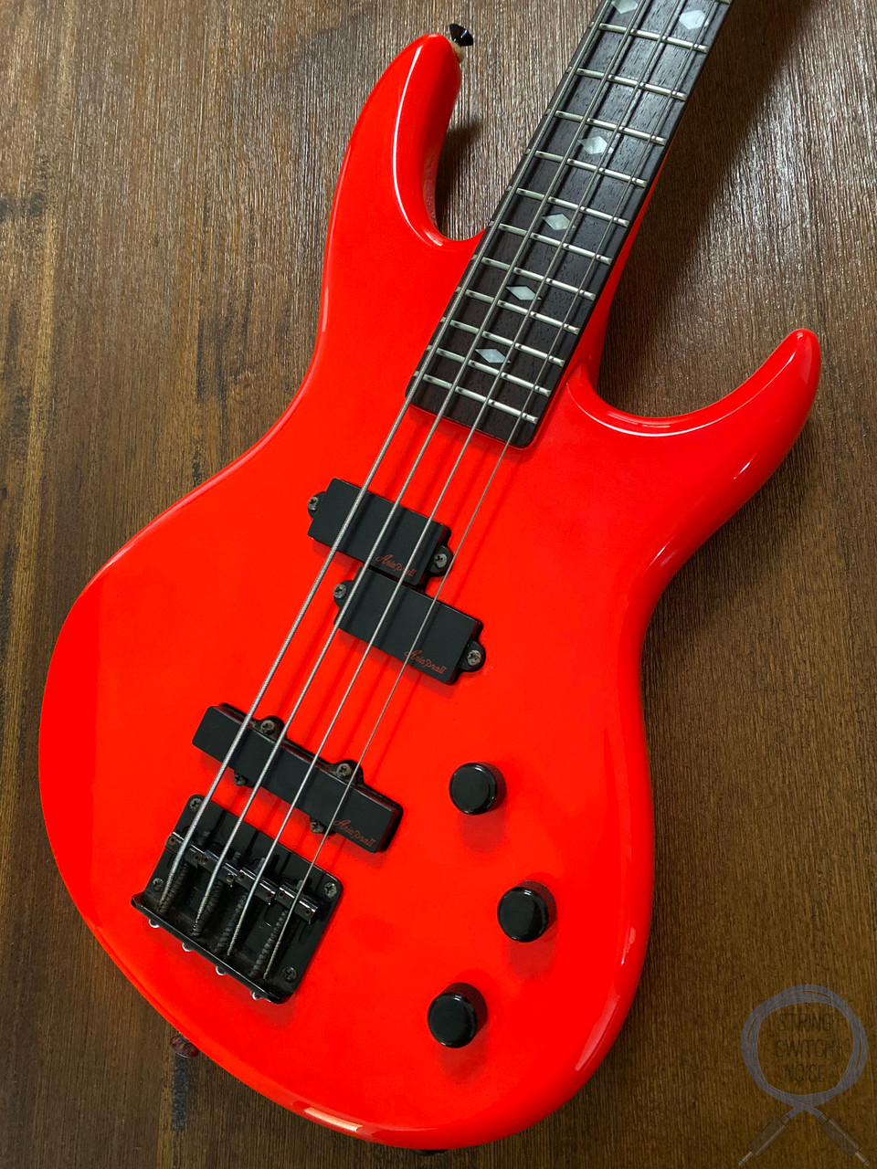 Aria Pro Ii Bass Red Short Scale Vanguard Series 1990s String Switch Noise