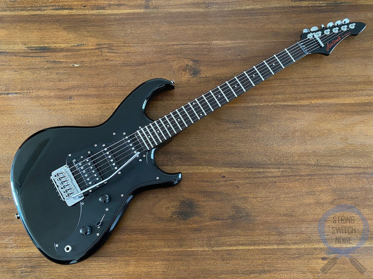 Aria Pro II Guitar, RS Wildcat, Black, 1986, MIJ, i608xxx - String 