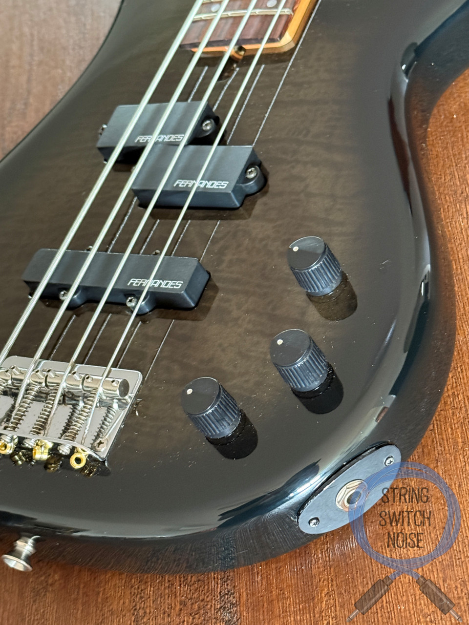 Fernandes Revolver Bass, Quilted Black Burst, 1990s, FRB-40