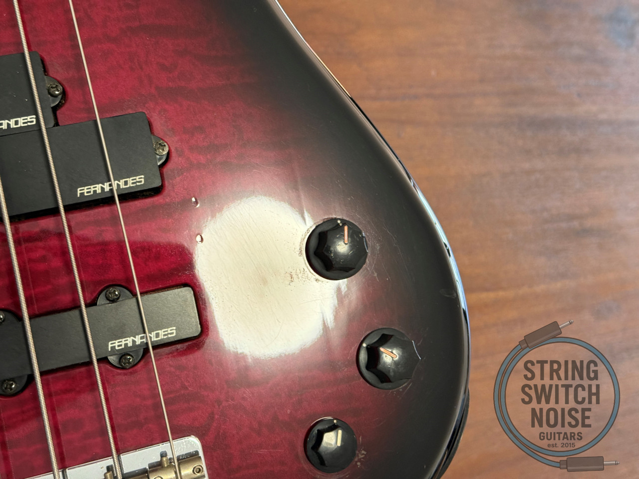 Fernandes Revolver Bass, Quilted Red Burst, 1990s, FRB-40