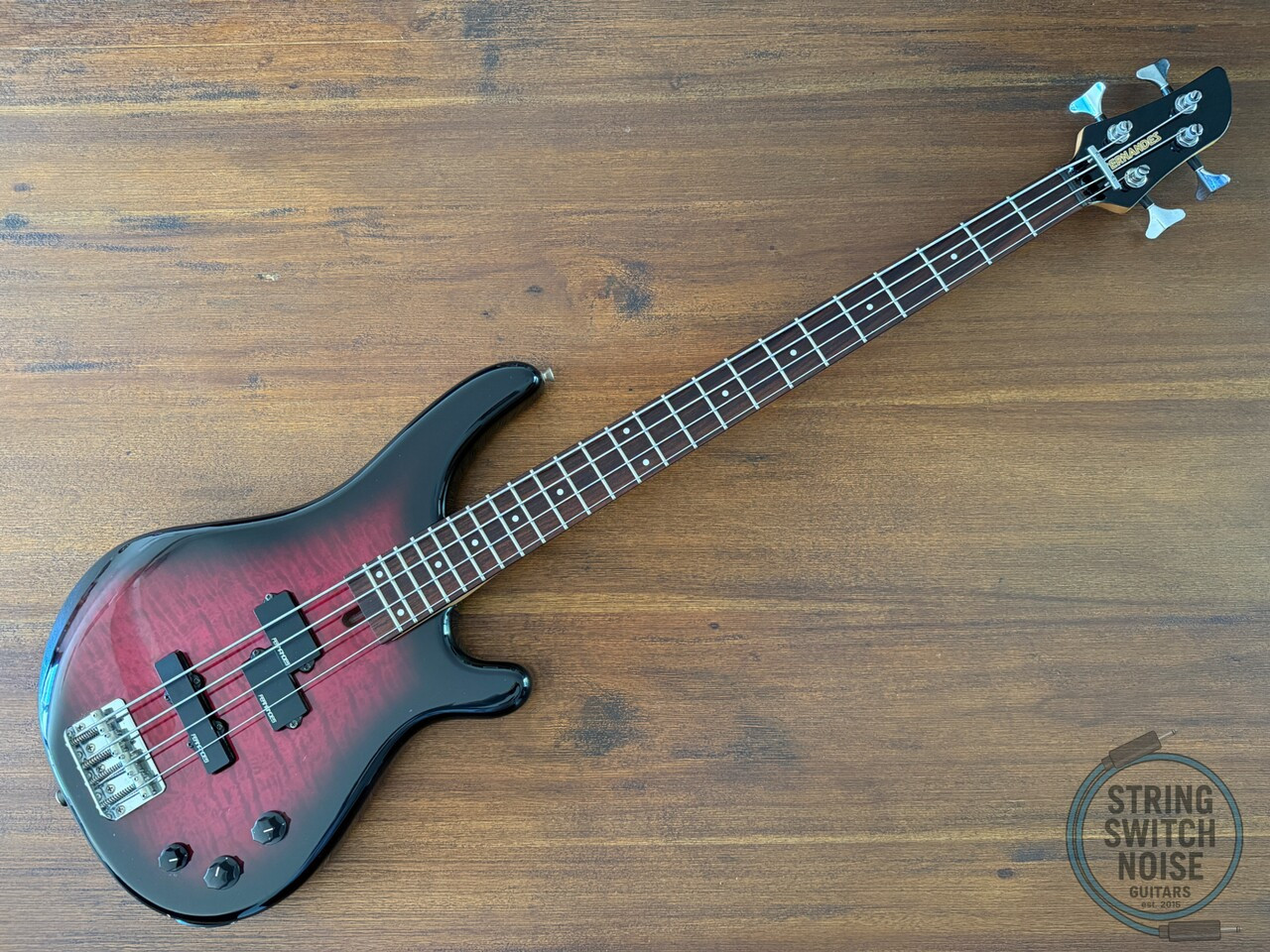 Fernandes Revolver Bass, Quilted Red Burst, 1990s, FRB-40