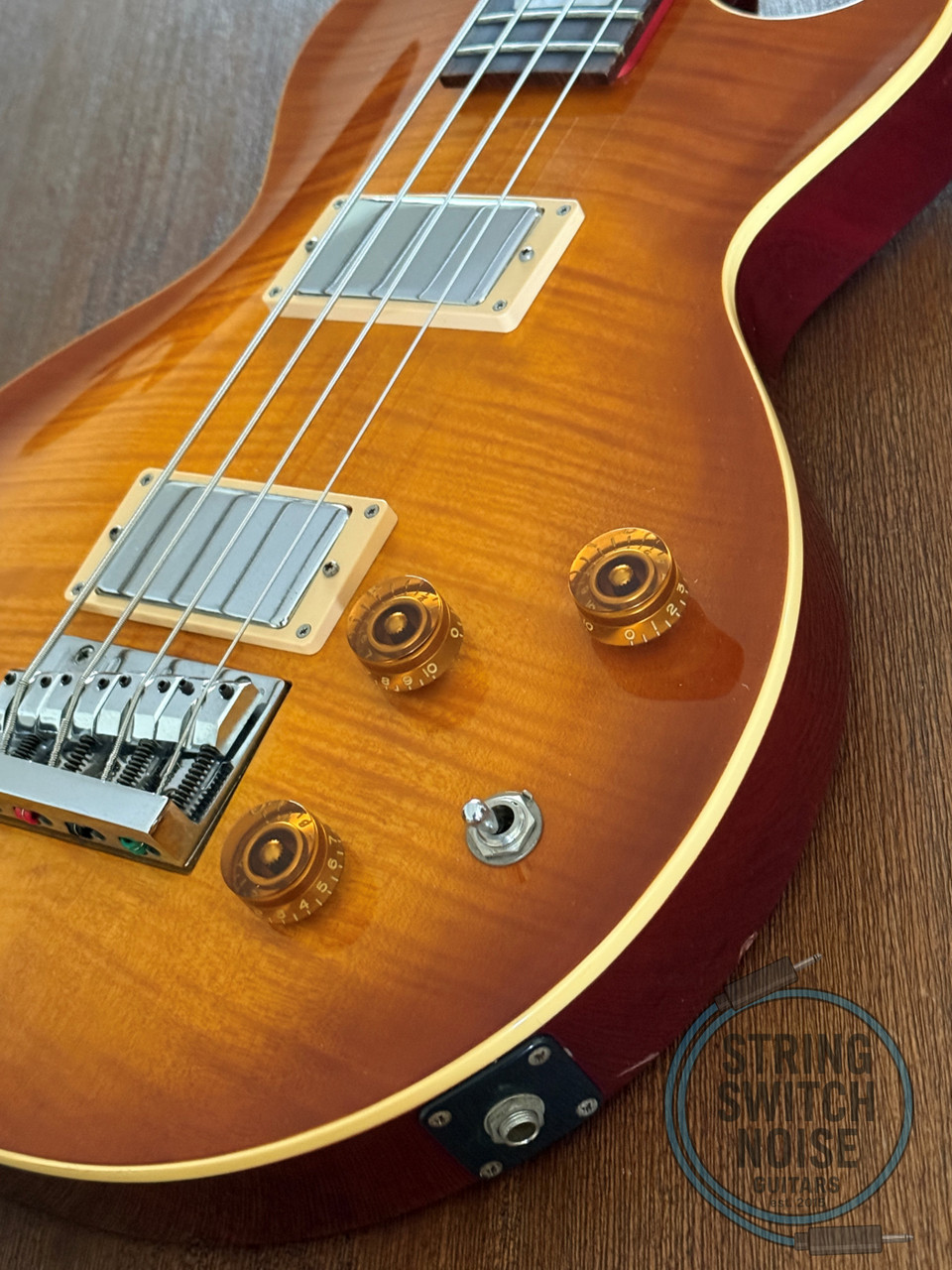 Edwards Les Paul Bass, by ESP, Flamed Amber, 1998, Made In Japan