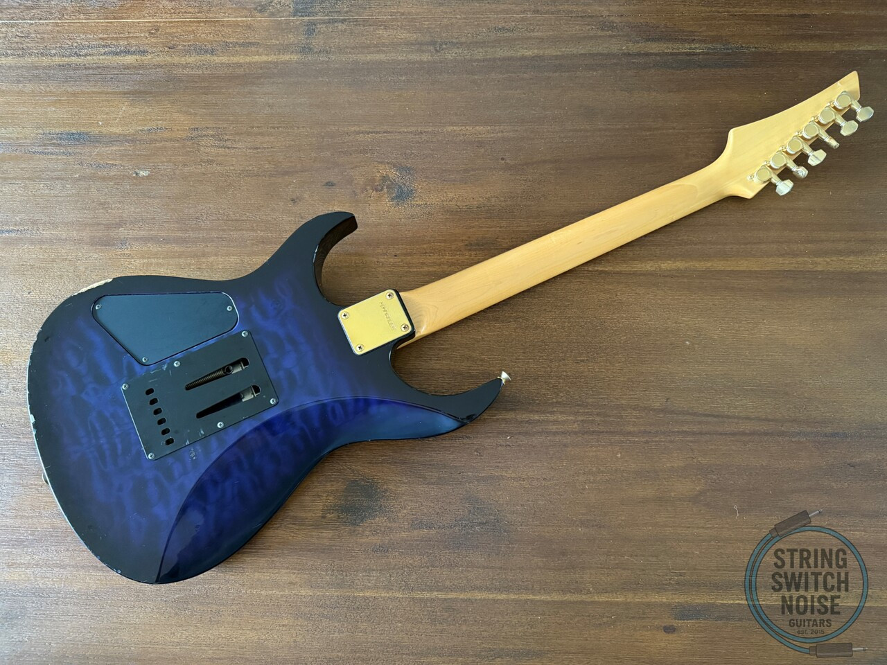 Fernandes HSS Super Strat, Quilted Blue Burst, MIJ, 1990s