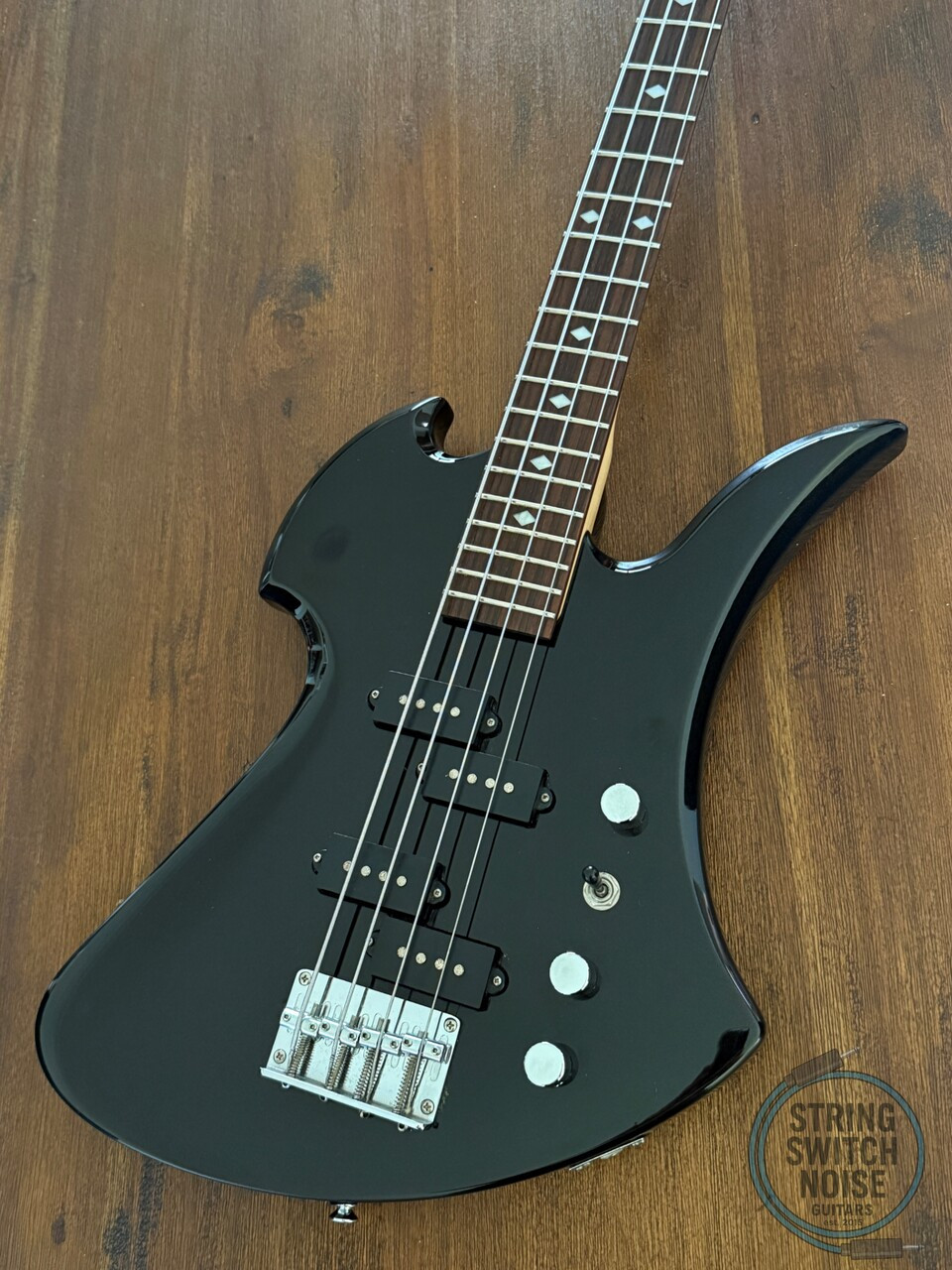 BC Rich Mockingbird Bass, Metallic Black, 2000s, Dual P Pickups