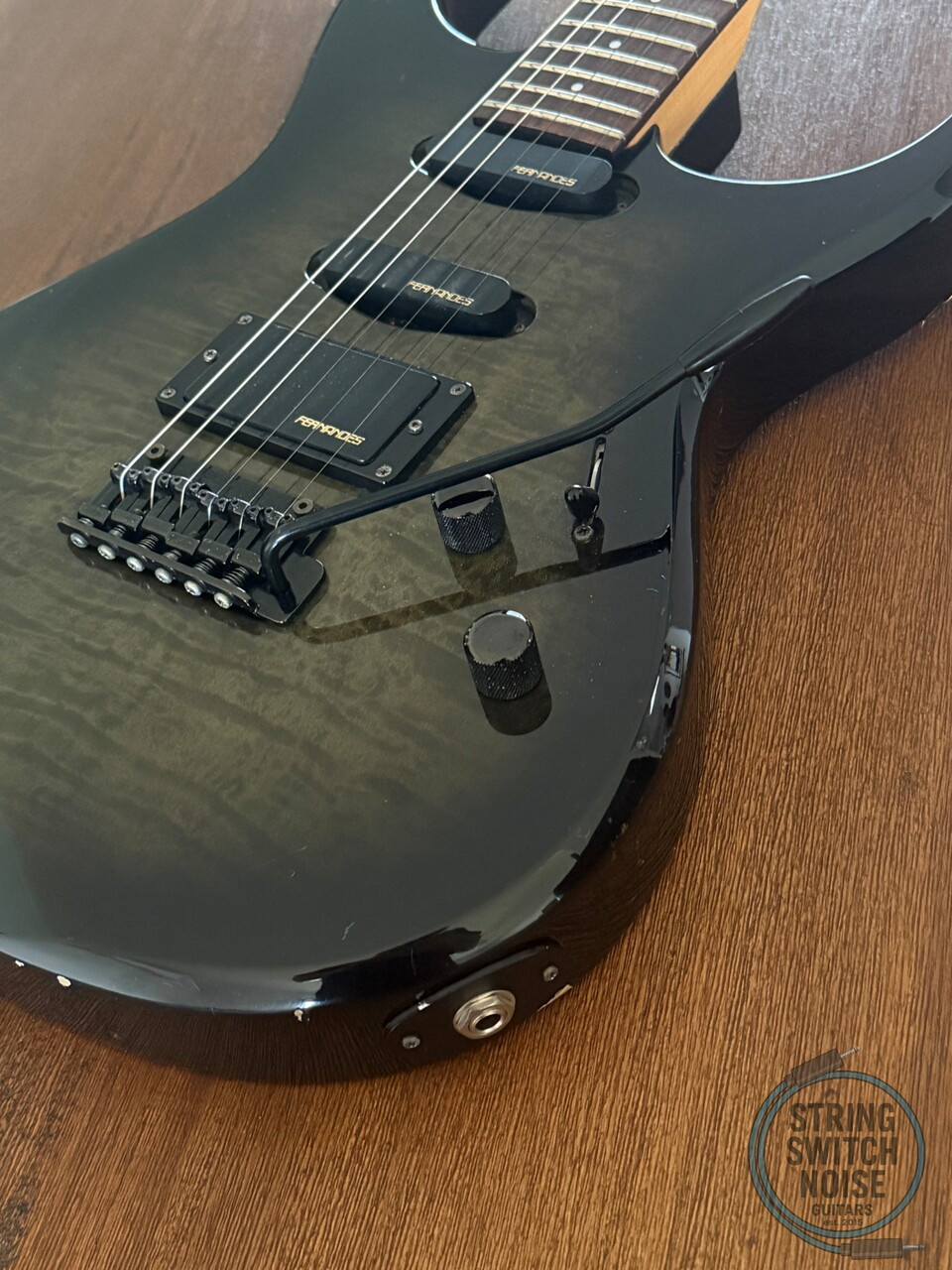 Fernandes HSS Super Strat, Quilted Army Green, MIJ, 1990s