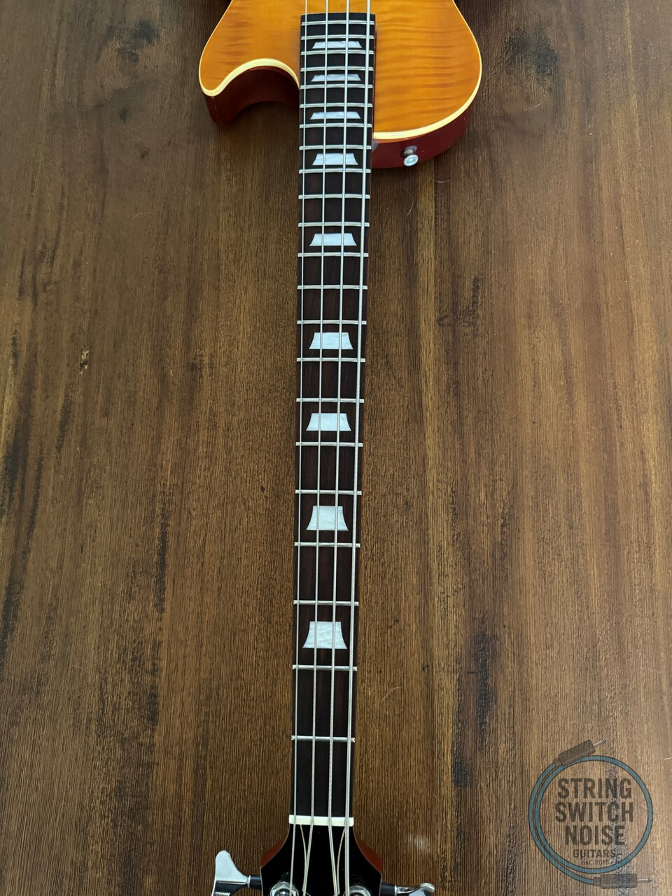 Edwards Les Paul Bass, by ESP, Flamed Amber Burst, 1998, Made In Japan