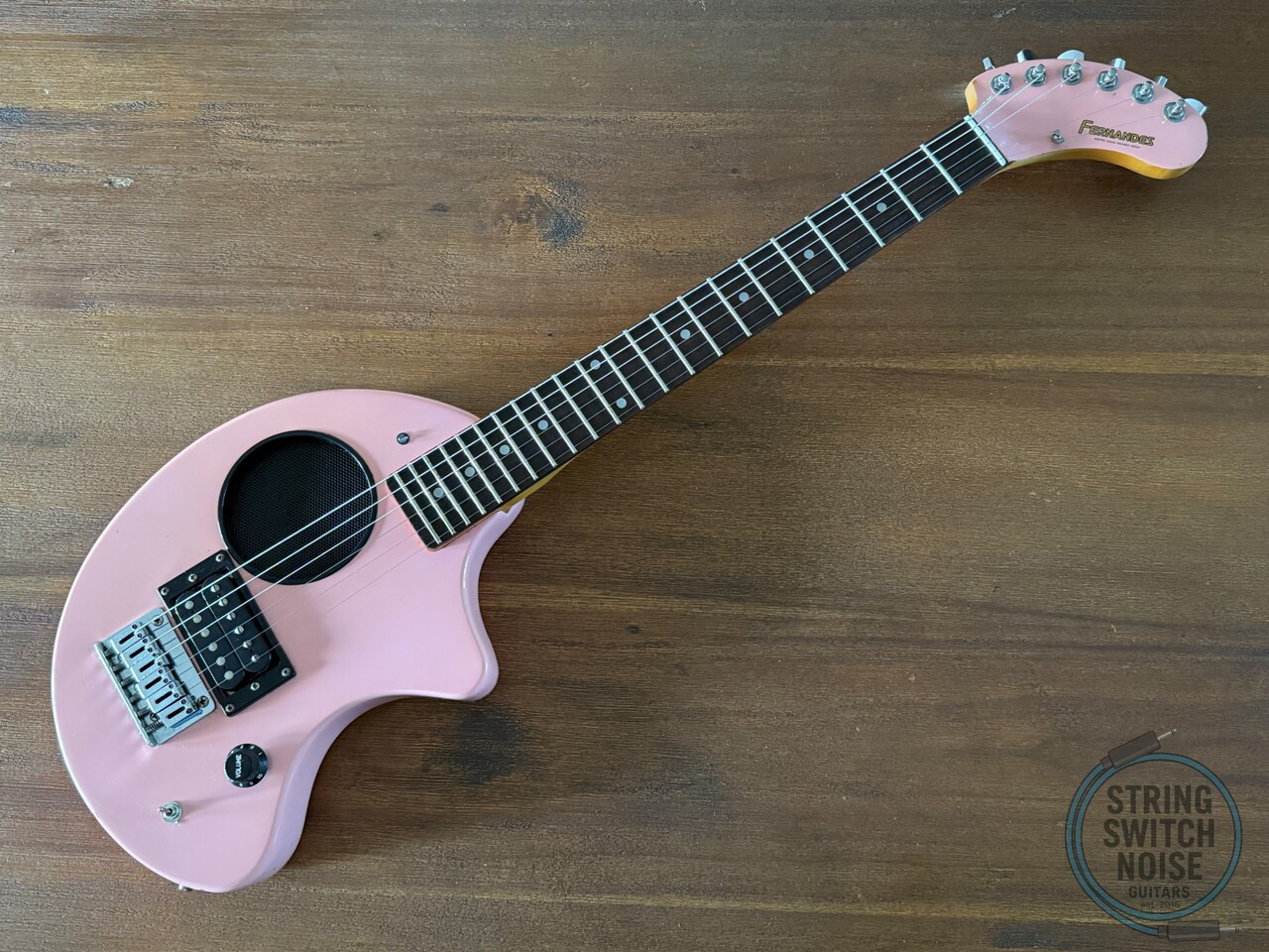 Fernandes ZO-3, Shell Pink, 2000s Nomad Travel Guitar, w/Onboard Speaker