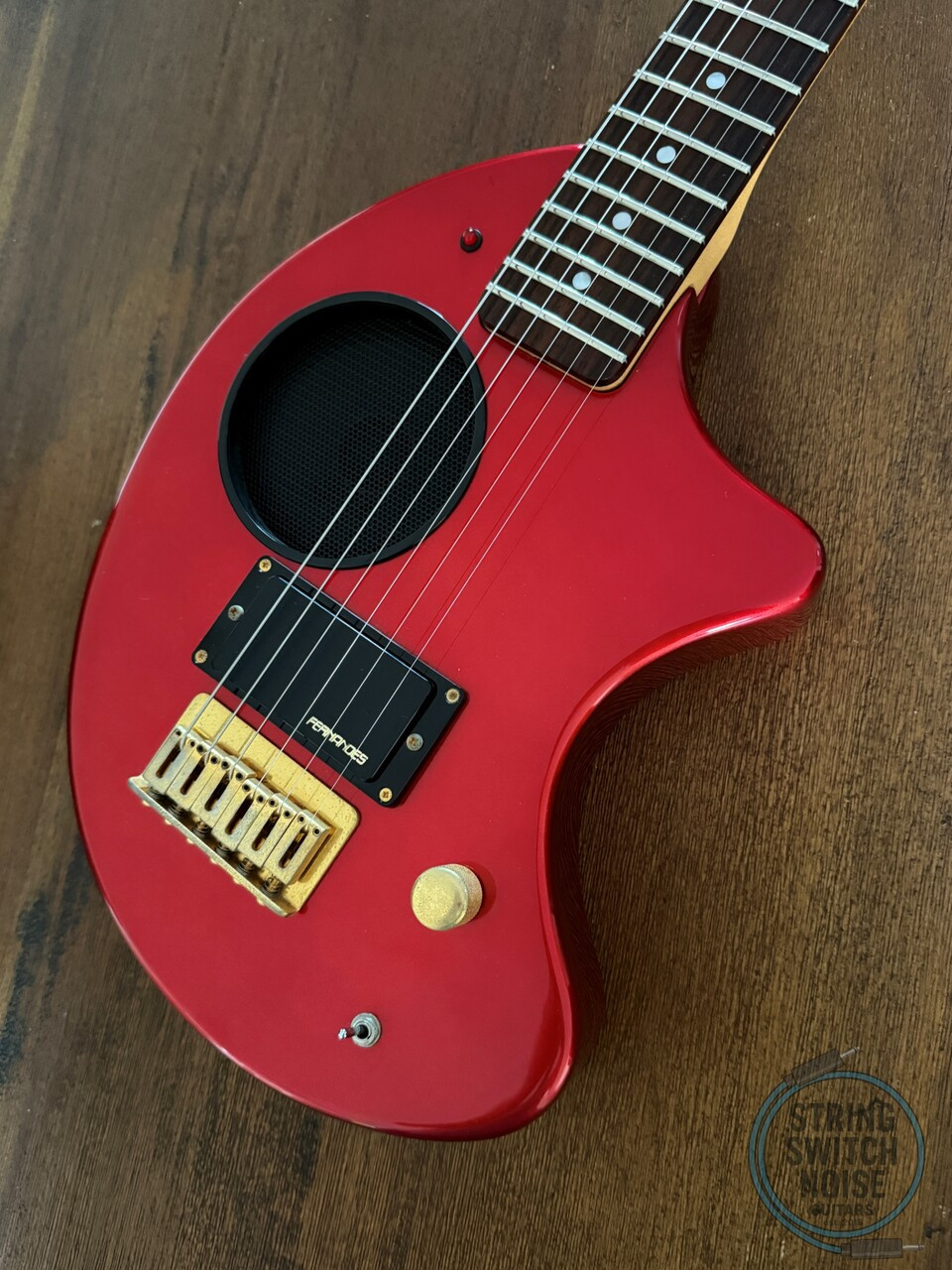Fernandes ZO-3, Metallic Red, 2000s Nomad Travel Guitar, w/Onboard Speaker