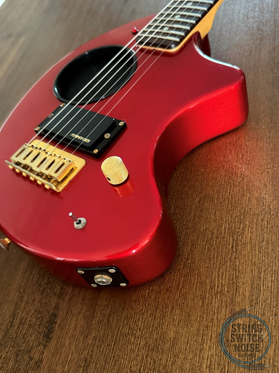 Fernandes ZO-3, Metallic Red, 2000s Nomad Travel Guitar, w/Onboard Speaker