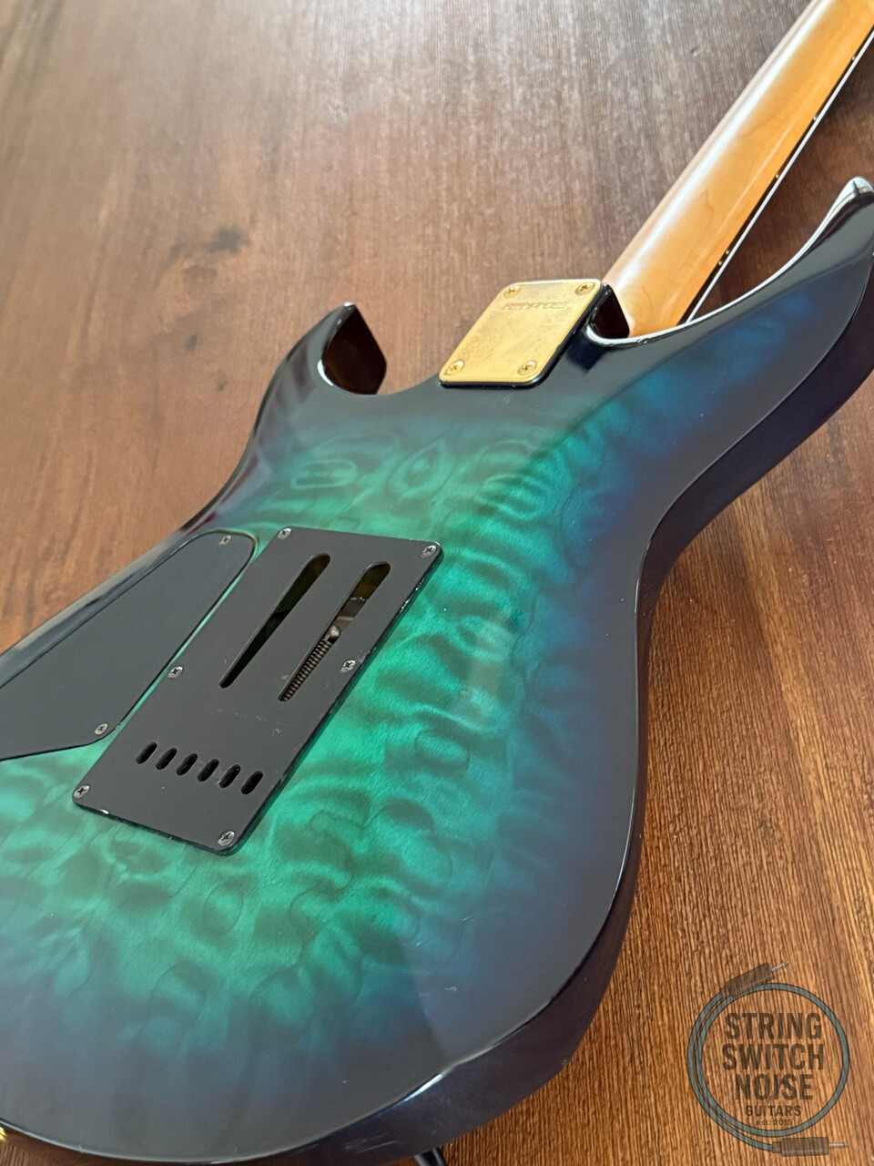 Fernandes HSS Super Strat, Quilted Aqua Burst, MIJ, 1990s