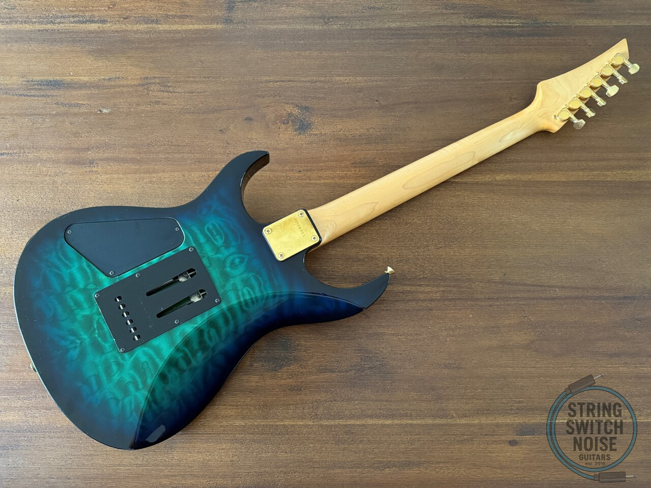 Fernandes HSS Super Strat, Quilted Aqua Burst, MIJ, 1990s
