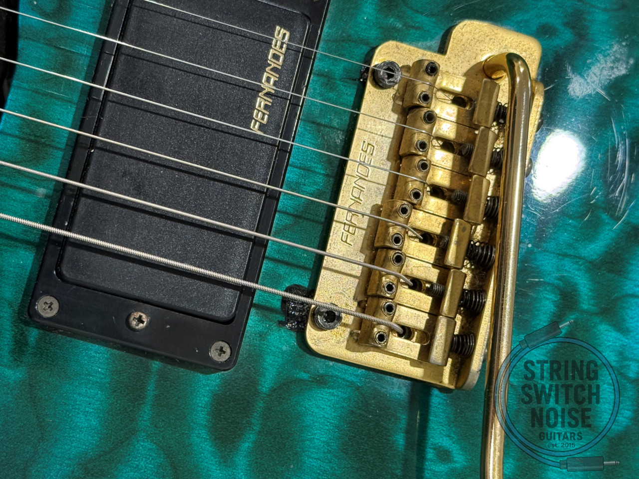 Fernandes HSS Super Strat, Quilted Green Burst, MIJ, 1990s