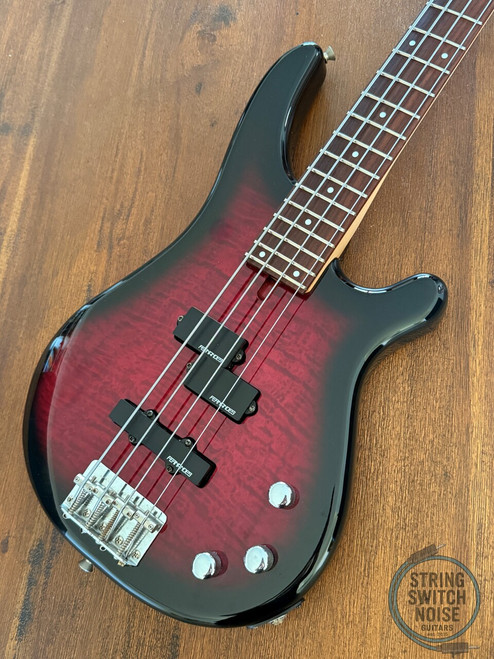 Fernandes Revolver Bass, 1990s, FRB-40, Quilted Red Burst