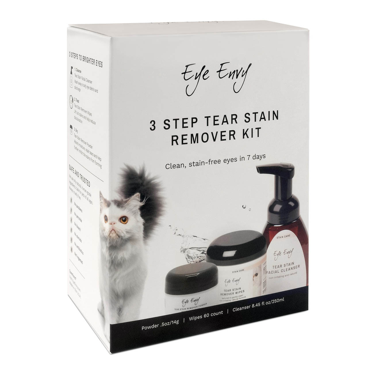 Cat Tear Stain Remover Kit, 3 Steps - Safe & All-Natural