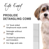 Eye Envy ProGlide Detangling Comb 7.5" Dual-Sided Greyhound-style comb 